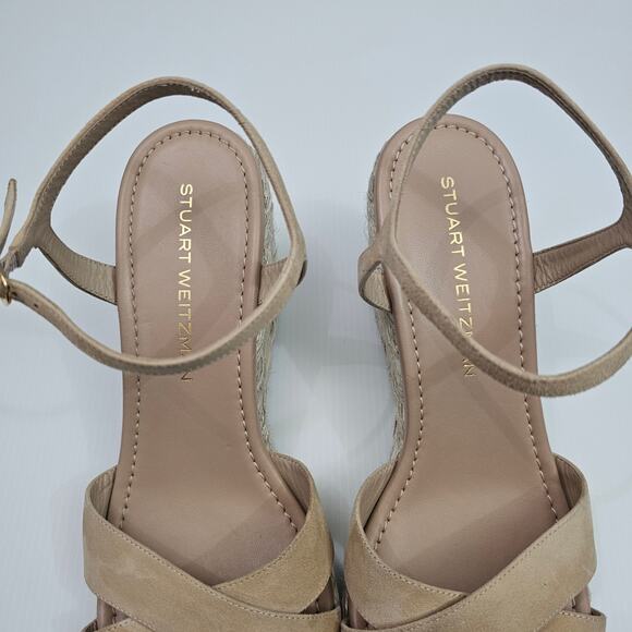 NEW Stuart Weitzman Dayna Wedges Womens 11 Adobe Tan Suede Espadrille Sandal - Picture 7 of 12
